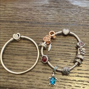 Elegant Gold and Silver Charm Bracelet Set